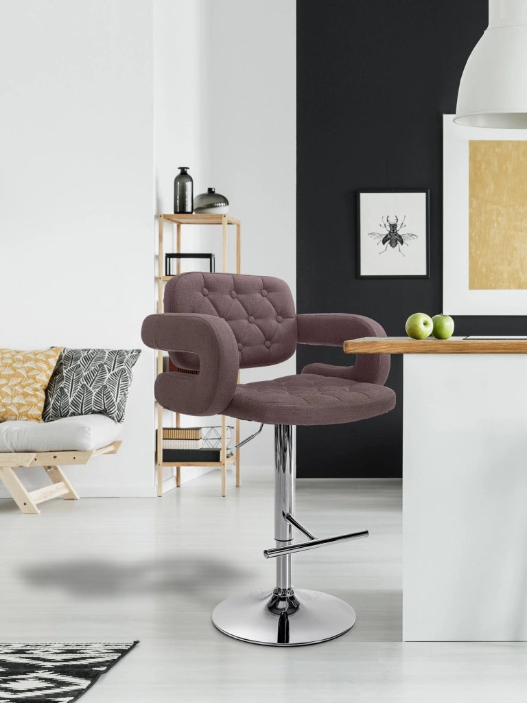 Sgabello Dublin in tessuto marrone,cromo