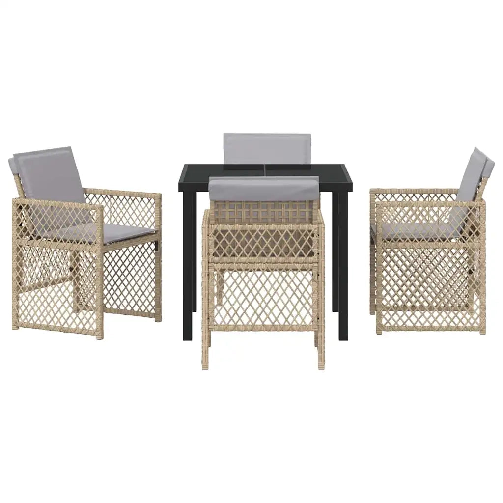 Set da Pranzo per Giardino 5 pcs Beige polyrattan 3380641