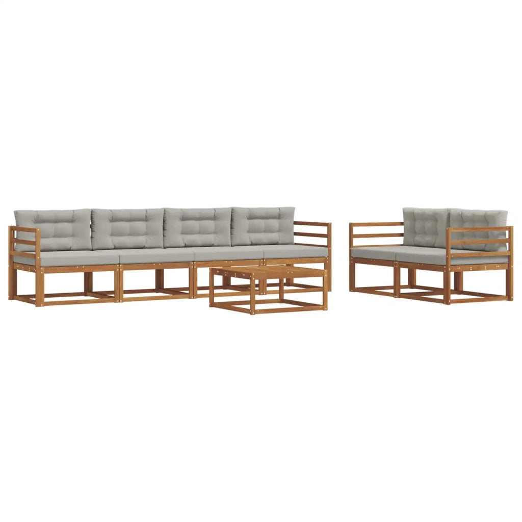Set di divani da esterno 7 pcs Grigio Naturale e Chiaro 3367214