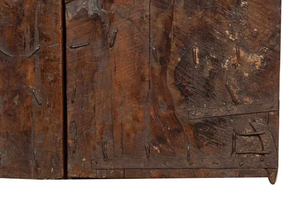 Biscottini Porta portone in legno massello e ferro da interno o da esterno vecchia e antica medievale scorrevole