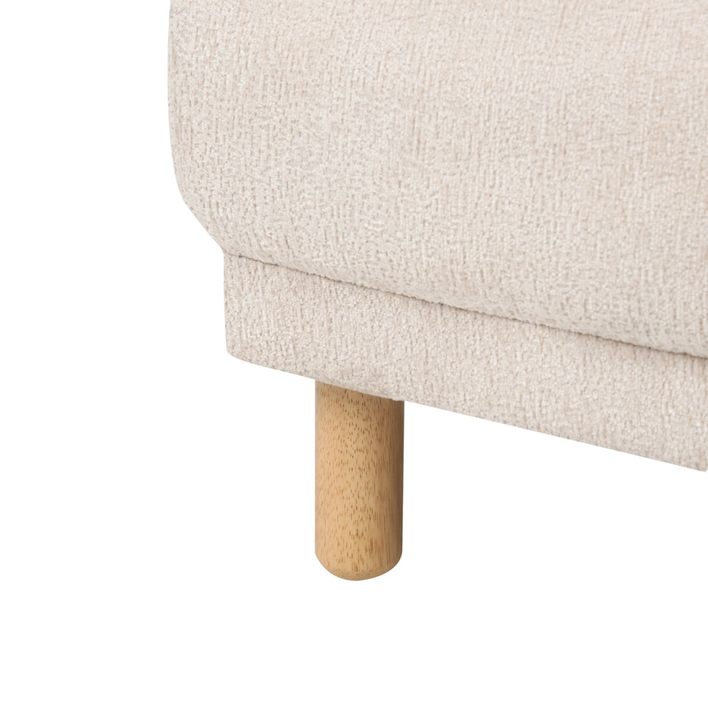 Poltrona retrò con rivestimento in poliestere gambe in legno spessa seduta in bouclé beige soggiorno moderno e minimalista