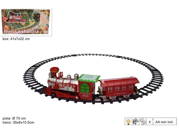 Decorazione Natale Treno 35 cm Natalizio su Binario 70 cm