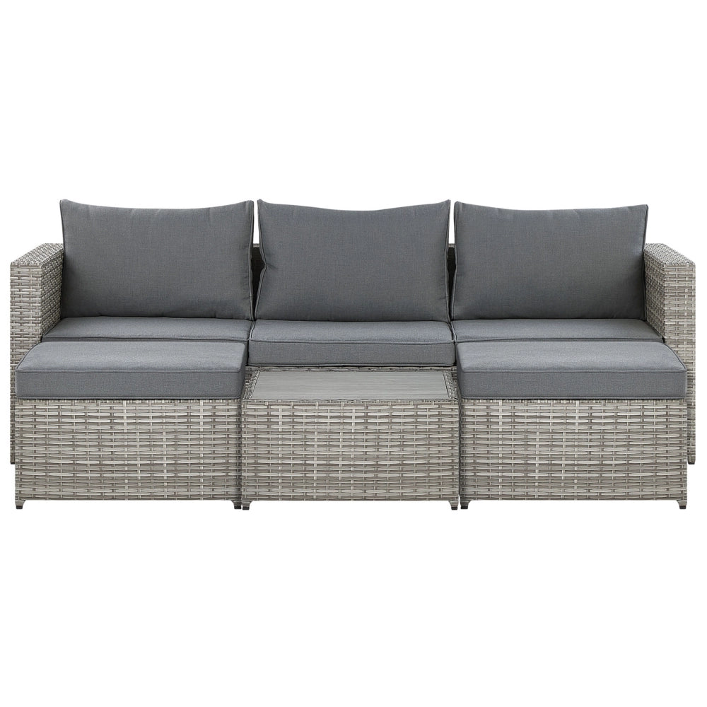 Set salotto da giardino marrone bianco cuscini Rattan Sintetico per 2 persone Set da esterno 3 pezzi con tavolino sinistro