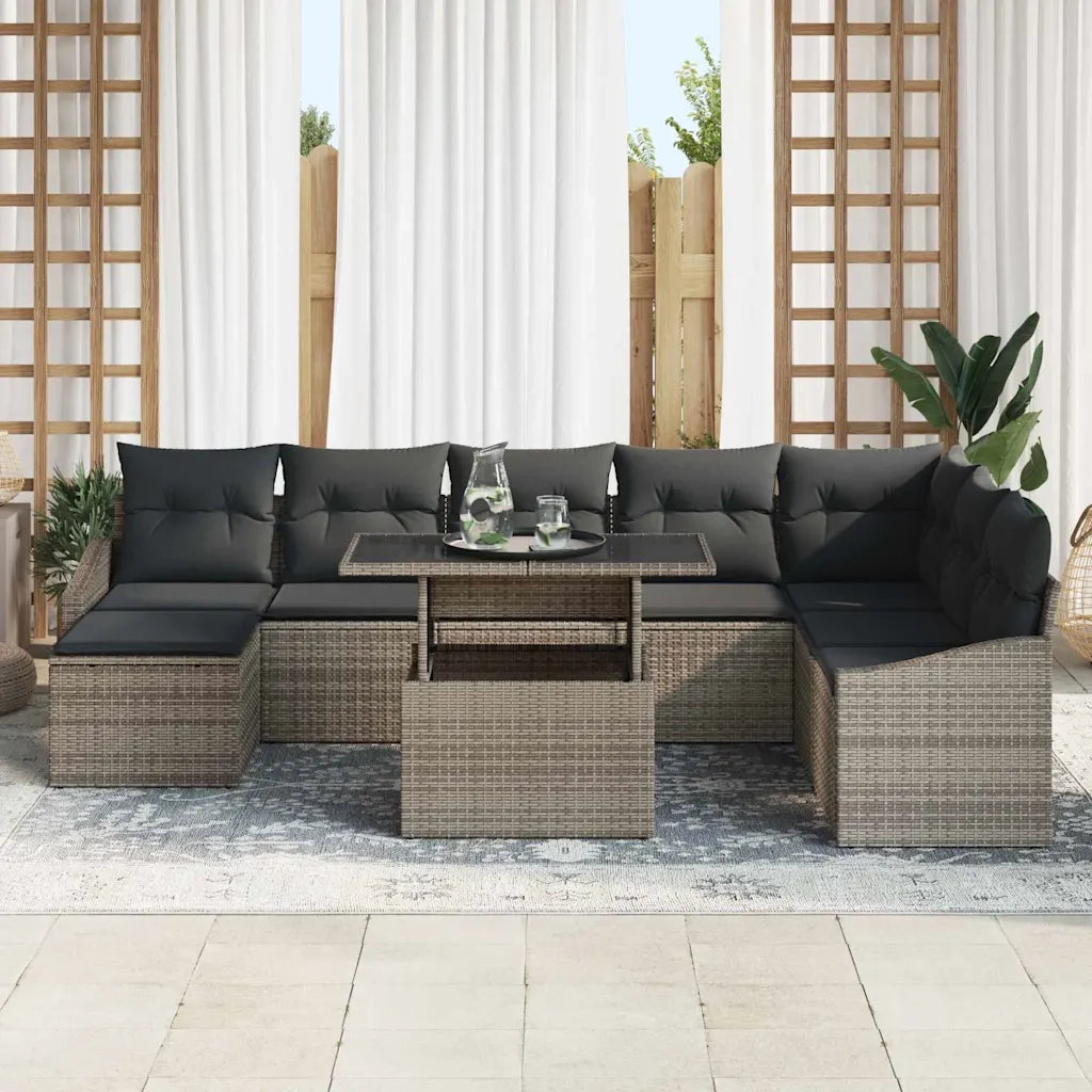 Set Divano da Giardino con cuscino 9 pcs Grigio 3357792