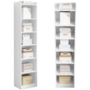 Libreria alta con finitura bianca, con misure 40x30x180 cm.