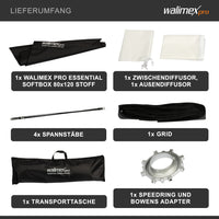 Essential Softbox 80x120cm, girevole a 360°, facile da montare, con griglia, adattatore Bowens e borsa di trasporto, per fotografia prodotti e persone