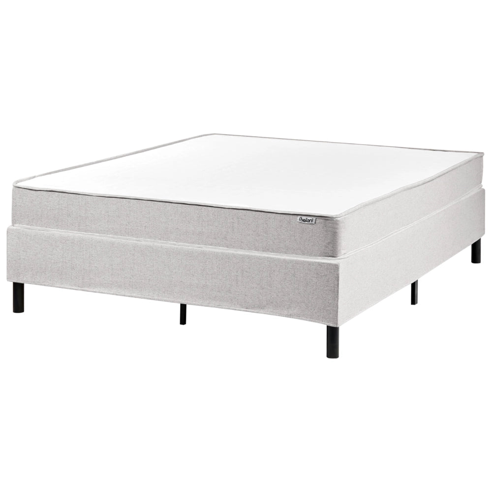 Letto matrimoniale con rete in tessuto 140 x 200 cm con materasso a molle insacchettate senza testiera camera da letto grigio chiaro