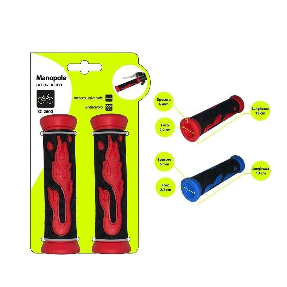Trade Shop - Coppia Manopole Per Manubrio Sterzo Bicicletta Universale Fiamma Colorata Xc2600 -