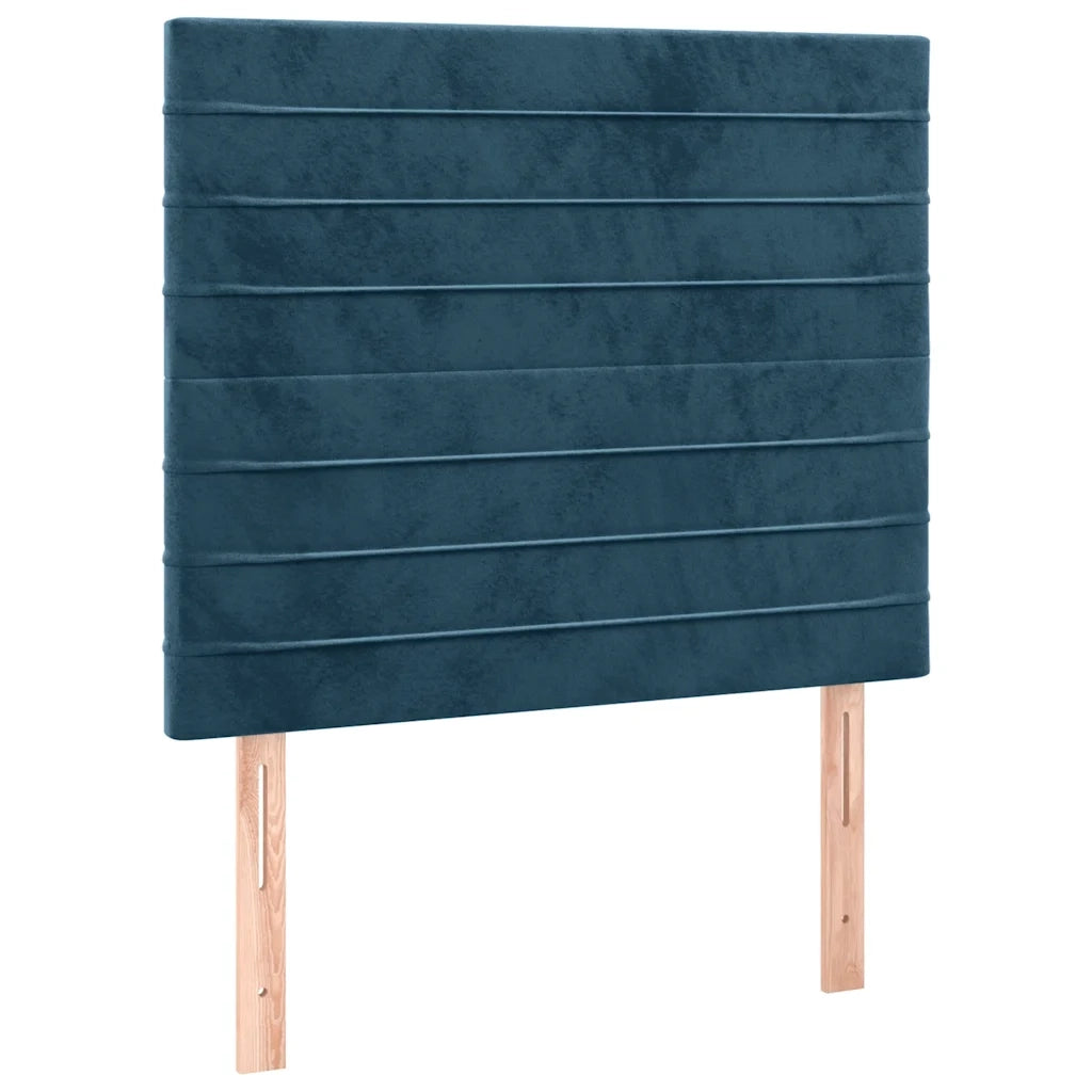 Letto singolo | Letto per adulti | Letto a Molle con Materasso e LED Blu Scuro 80x200cm in Velluto