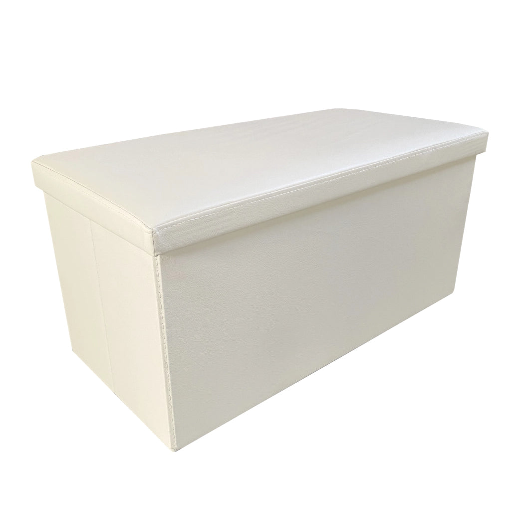 Puff Ottomano rettangolare pieghevole in similpelle 76x38x38 cm | Nyana Casa | Stile ottomano | Similpelle resistente | Nero, grigio e beige