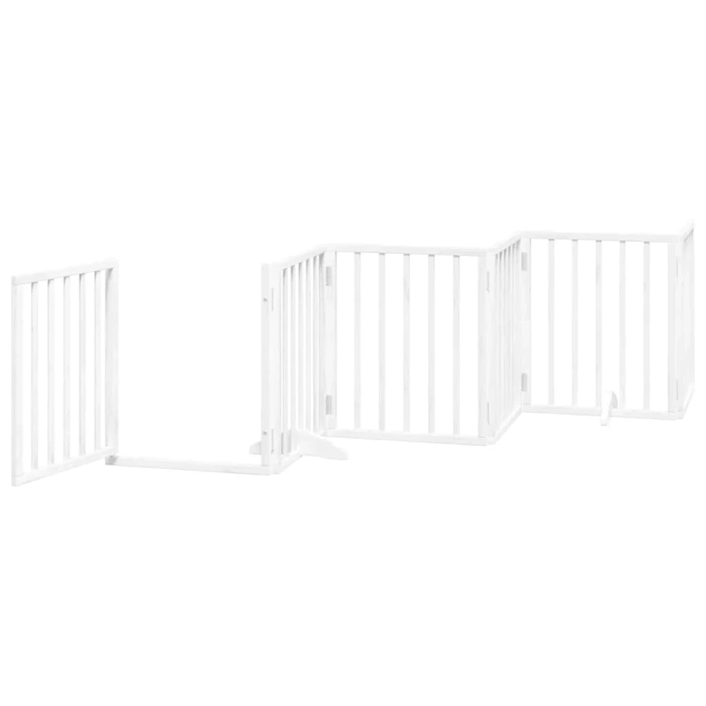 Cancelletto di sicurezza per animali domestici porta pieghevole 15 pannelli legno di pioppo bianco 02_0023202