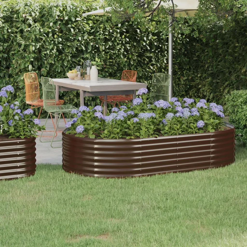Fioriere | Cassetta per fiori | Letto Giardino Acciaio Zincato 175x100x36 cm Marrone