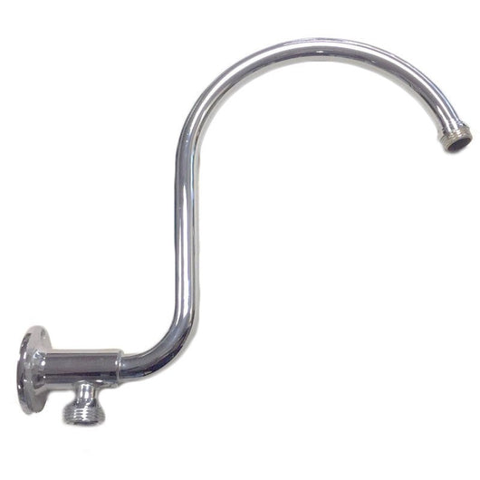 Braccio doccia canna alta, con doppio attacco da 1/2, in ottone