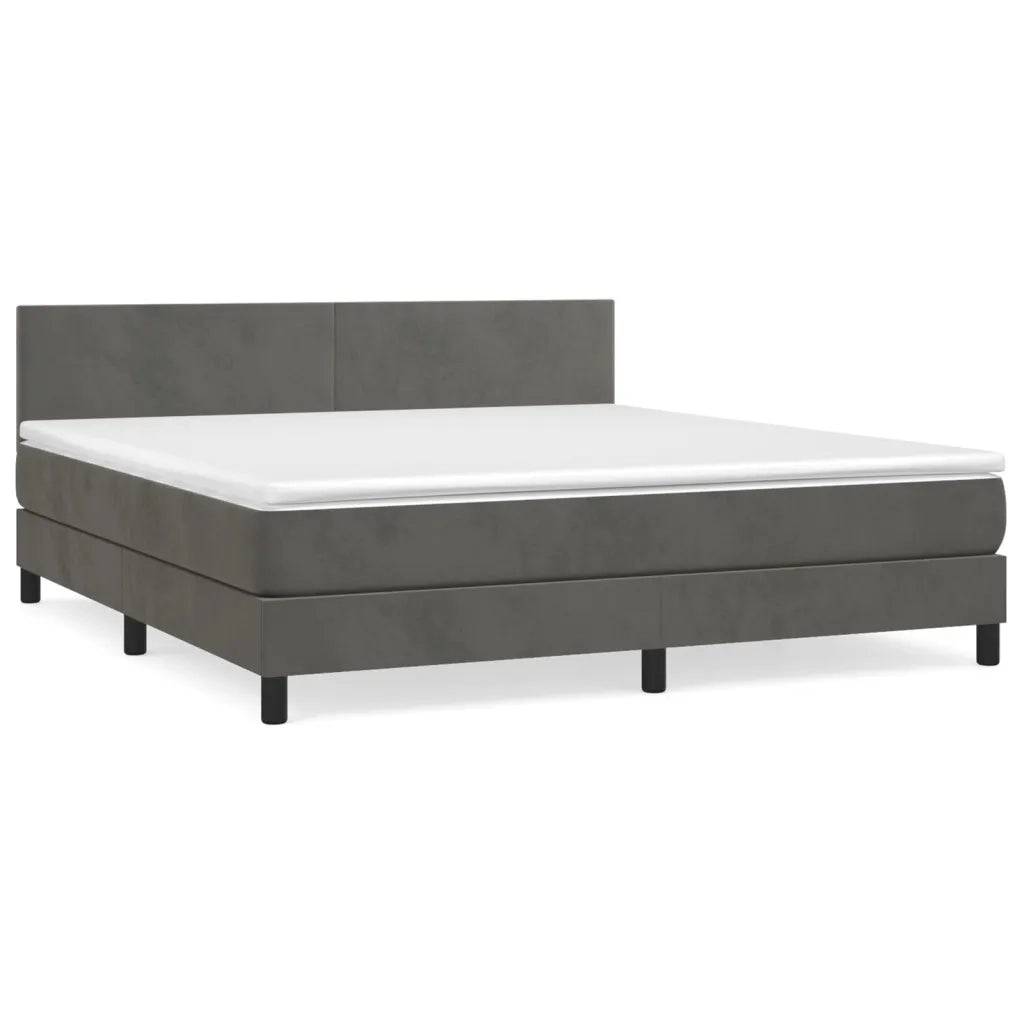 Giroletto a Molle con Materasso Grigio Scuro 160x200 cm Velluto cod mxl 37965