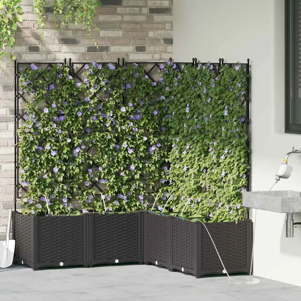 Fioriere | Cassetta per fiori | Vaso da giardino 5 pz Nero 120 x 120 x 142 cm Plastica