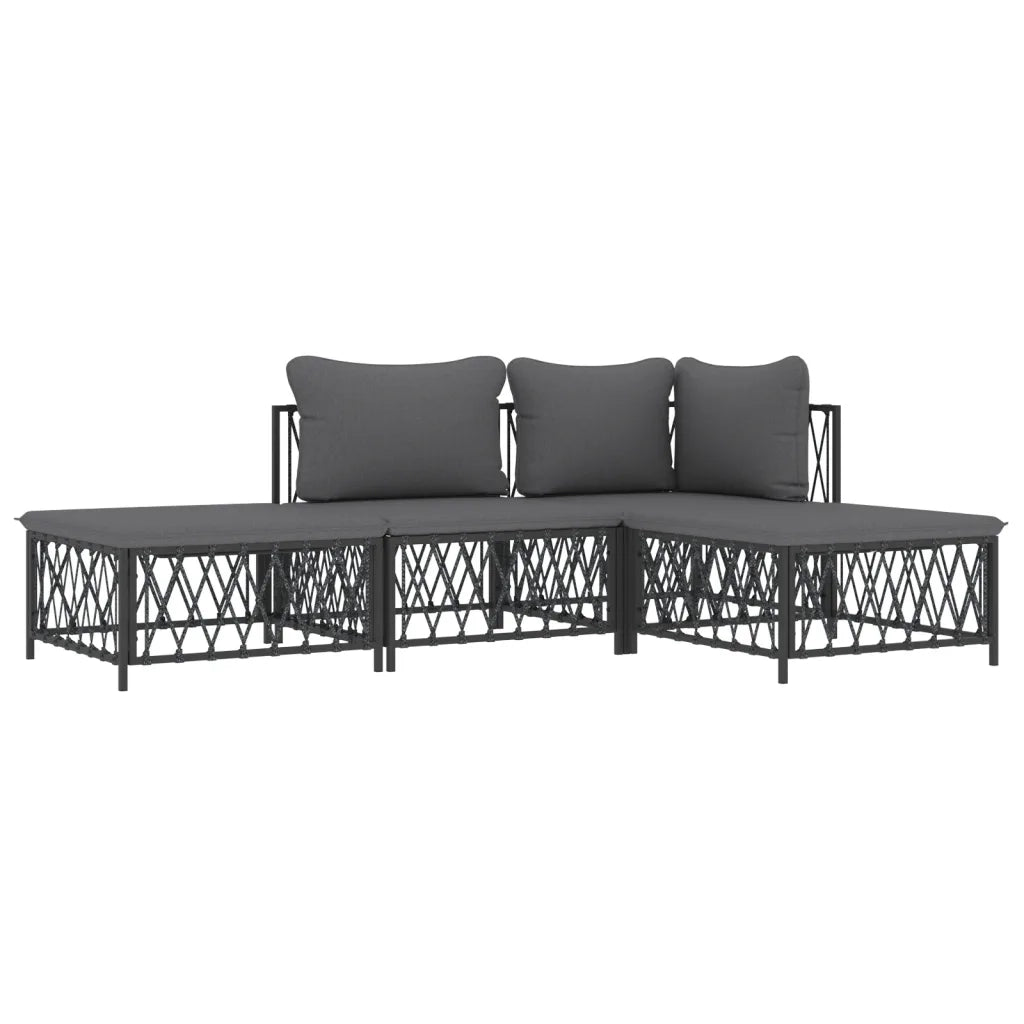 Set Salotto da Giardino 4 pz con Cuscini in Acciaio Antracite 3186849