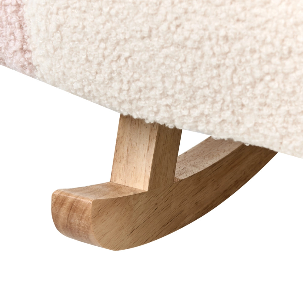 Sedia a dondolo per bambini Rainbow Boucle Gambe in legno per bambini rosa