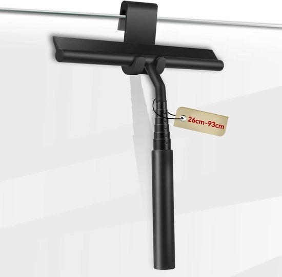 Douchewisser uitschuifbaar con stang telescopica, douchewisser siliconico con houder senza fori, 23,5-95cm waterwisser per vetro, pavimento, cabine doccia