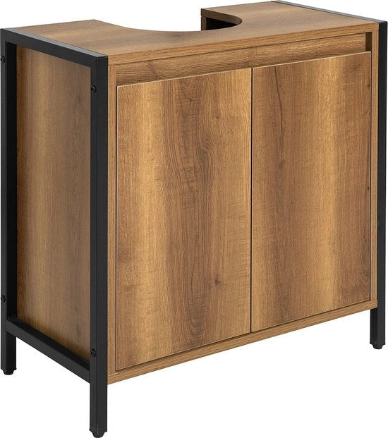 Sottocassa per lavabo - cassettiera da bagno - spazio di stoccaggio per lavabo sotto il lavabo - gambe regolabili - risparmio di sifone - ampio spazio di stoccaggio con 2 porte e 1 piastra - PB(E1) e struttura in metallo - 60 cm x 60 cm x 30 cm
