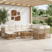 Set di divani da esterno 11 pz Naturale e Bianco Crema 3437624