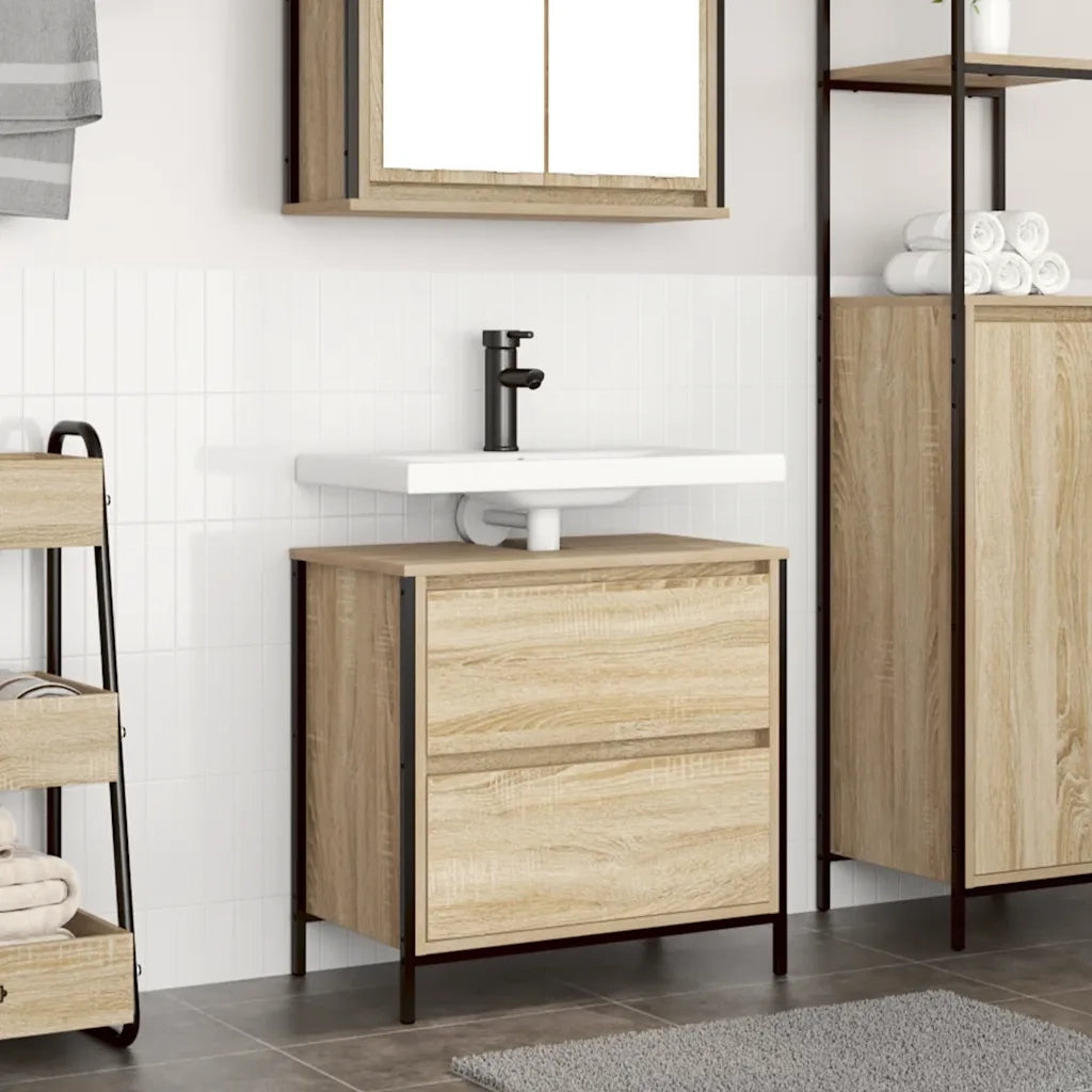 Mobile Lavabo | Armadio Lavabo da Bagno con Cassetti Rovere Sonoma 60x34,5x60 cm