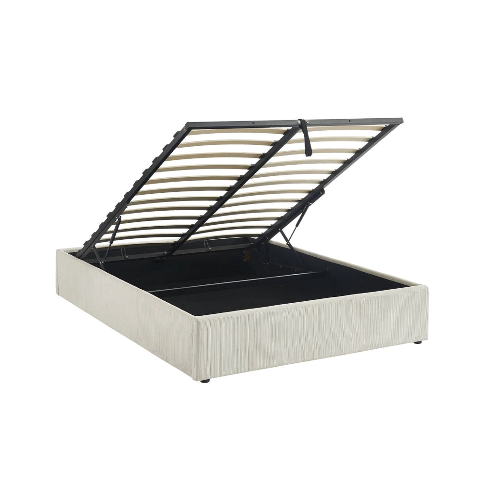 Struttura letto con contenitore e rete a doghe 140x190cm, imbottita