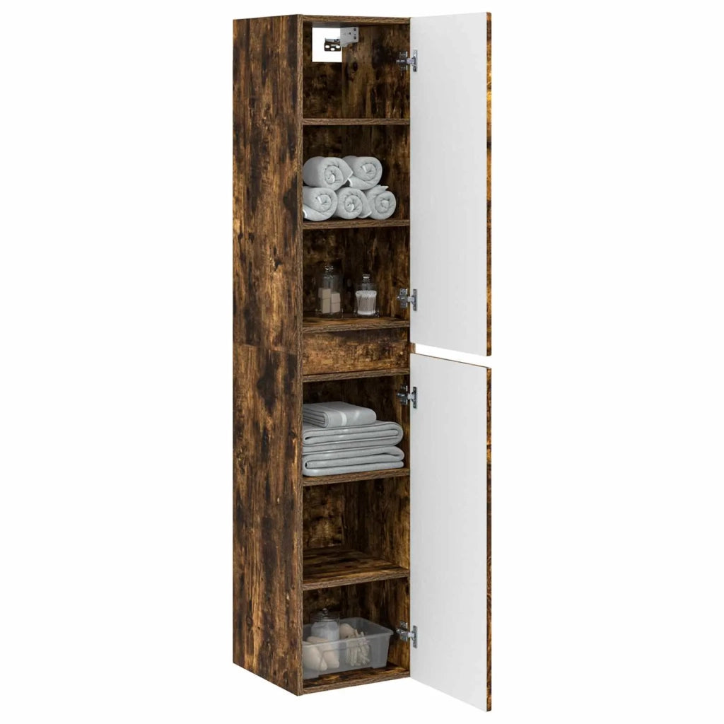 Mobiletto da Bagno a Muro Rovere Fumo 33 x 34,5 x 160 cm