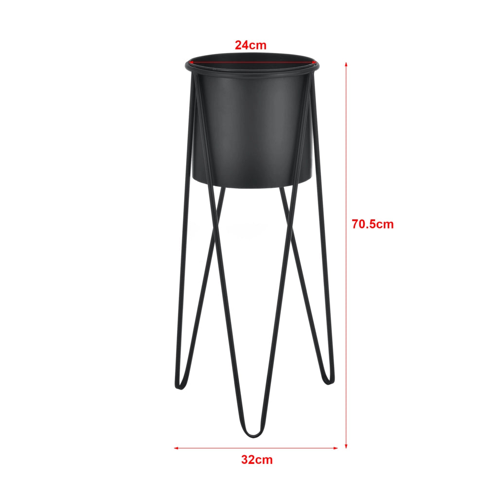 Set Hedera di 2 Supporti per Piante con Coprivaso in Metallo - Nero [en.casa]