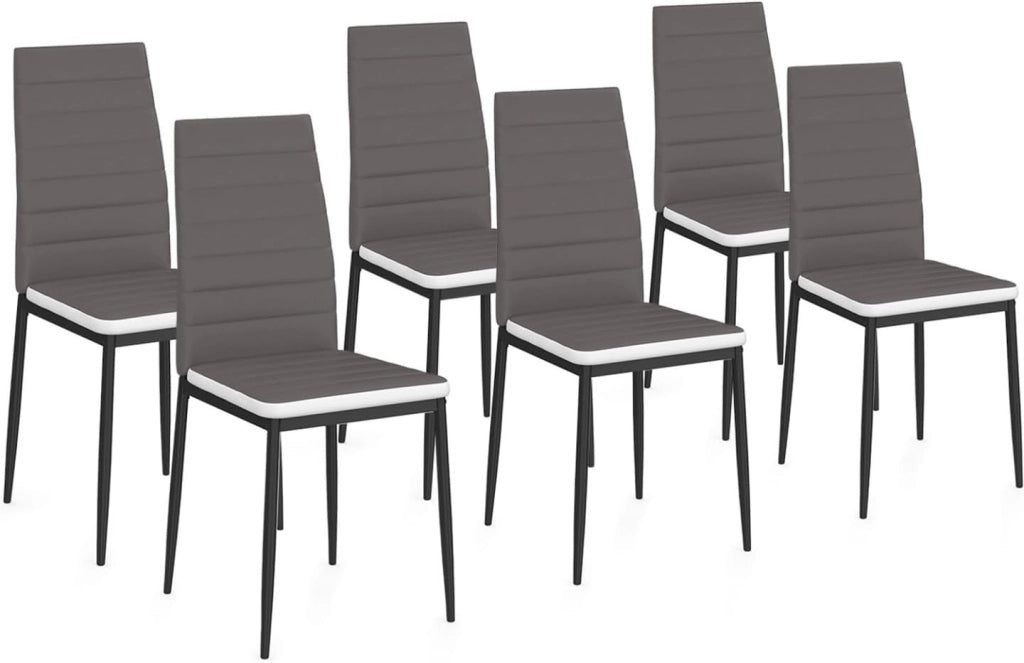 Set di 6 sedie da pranzo grigie con fascia bianca per sala ROMANE