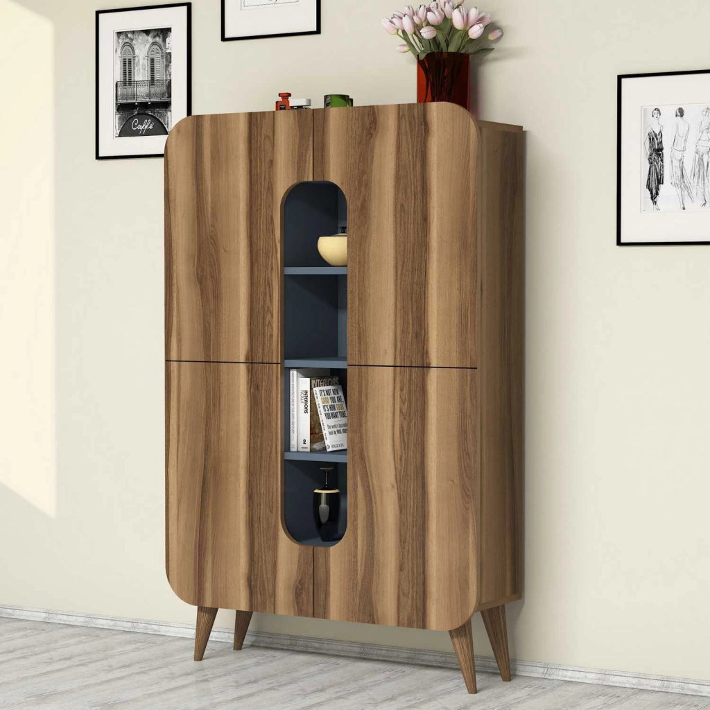 Madia Paularo, Credenza 7 Ripiani, 93x32x144h cm Marrone Noce