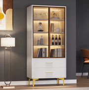 Vetrina in vetro con 2 ante e LED; 70x35x150 cm; bianco; in truciolare
