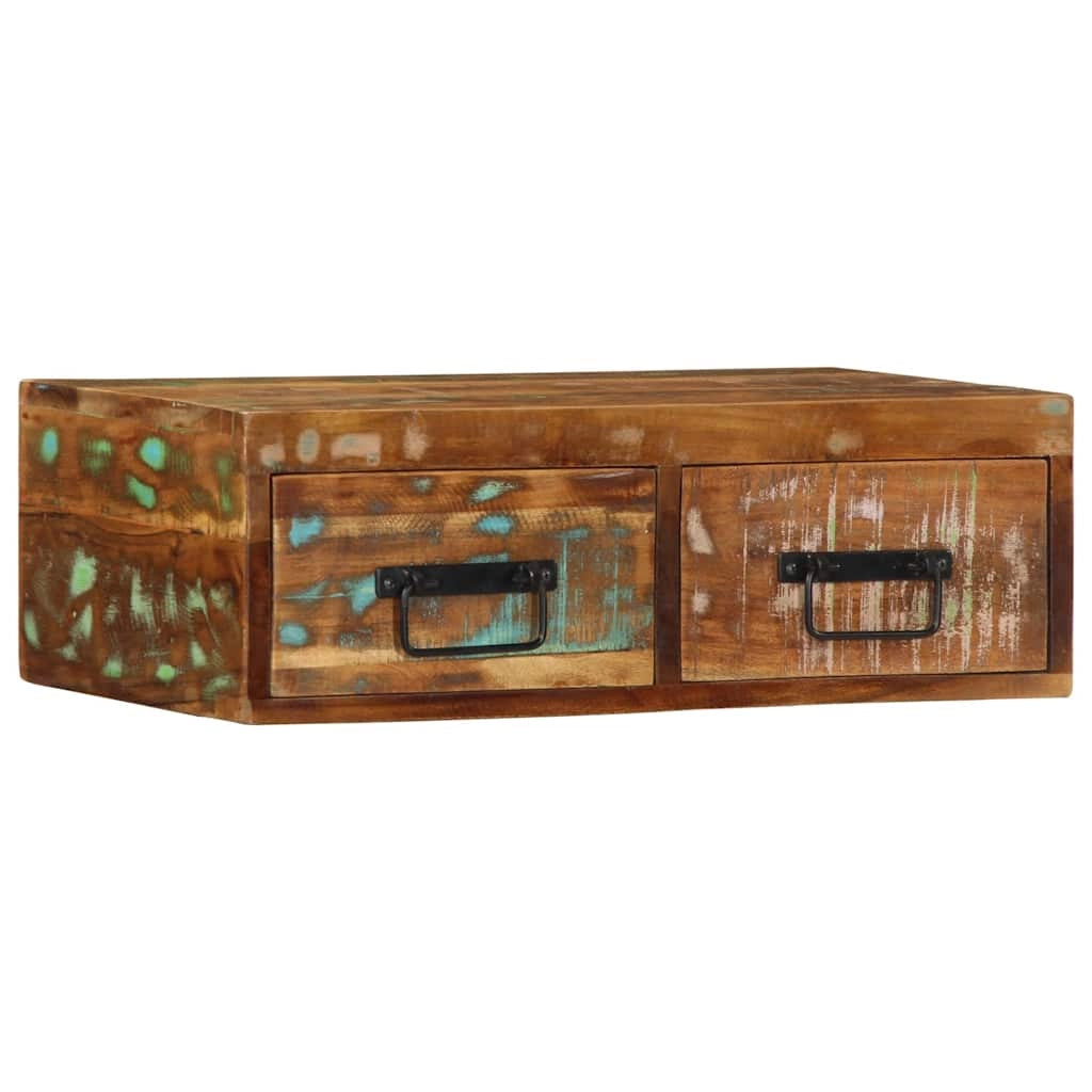 Mobile TV da parete salvaspazio con pratico spazio di archiviazione 60 x 30 x 19 cm in legno massello di recupero multicolore 02_0057690