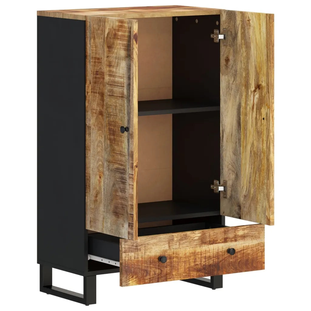 Credenza con Cassetto 60x33x100 cm Legno Massello Mango e Ferro 352933