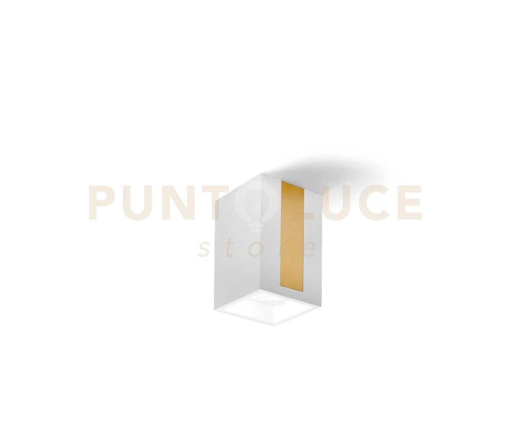 THERA Lampada da soffitto 1 luce attacco GU10 in gesso bianco con rifinitura Ottone