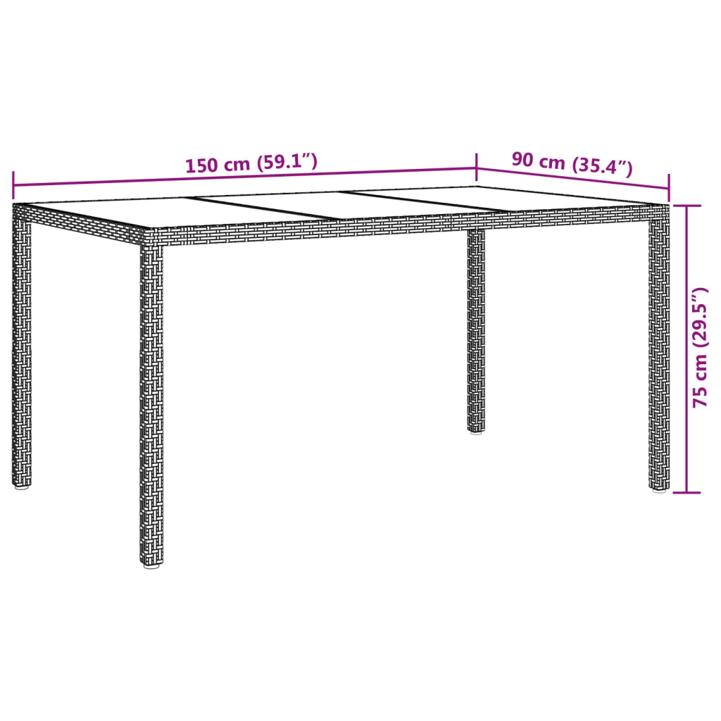 Tavolo da pranzo da giardino bianco 150x90x75 cm polyrattan