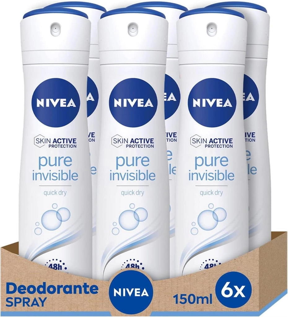 SET 6 NIVEA DEODORANTE SPRAY PURE INVISIBLE 150 ML
