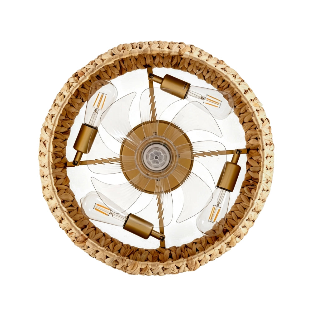 Ventilatore a soffitto con luce ¨C Minimal ¨C Rattan design, controllo app e telecomando, 19 pollici, bianco