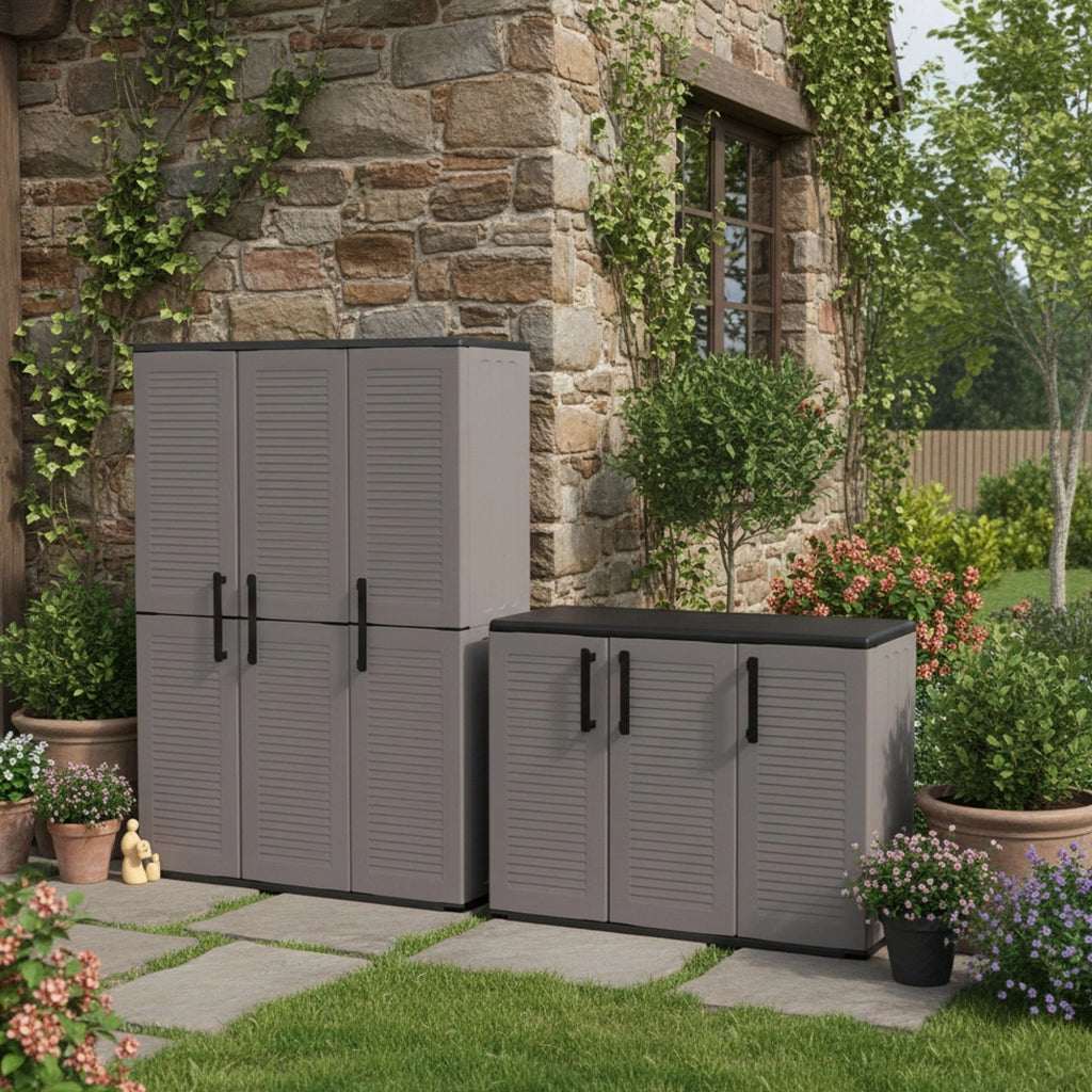 Orvinio, set Armadi da Esterno 4 Ripiani Made in Italy, Grigio