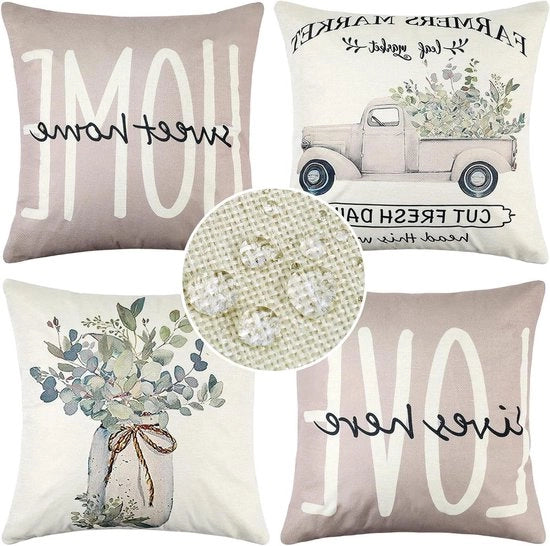 Set di cuscini copritappeto acqua impermeabile - decorativo e funzionale - confezione da 4 - verde - lino - 40 x 40 cm