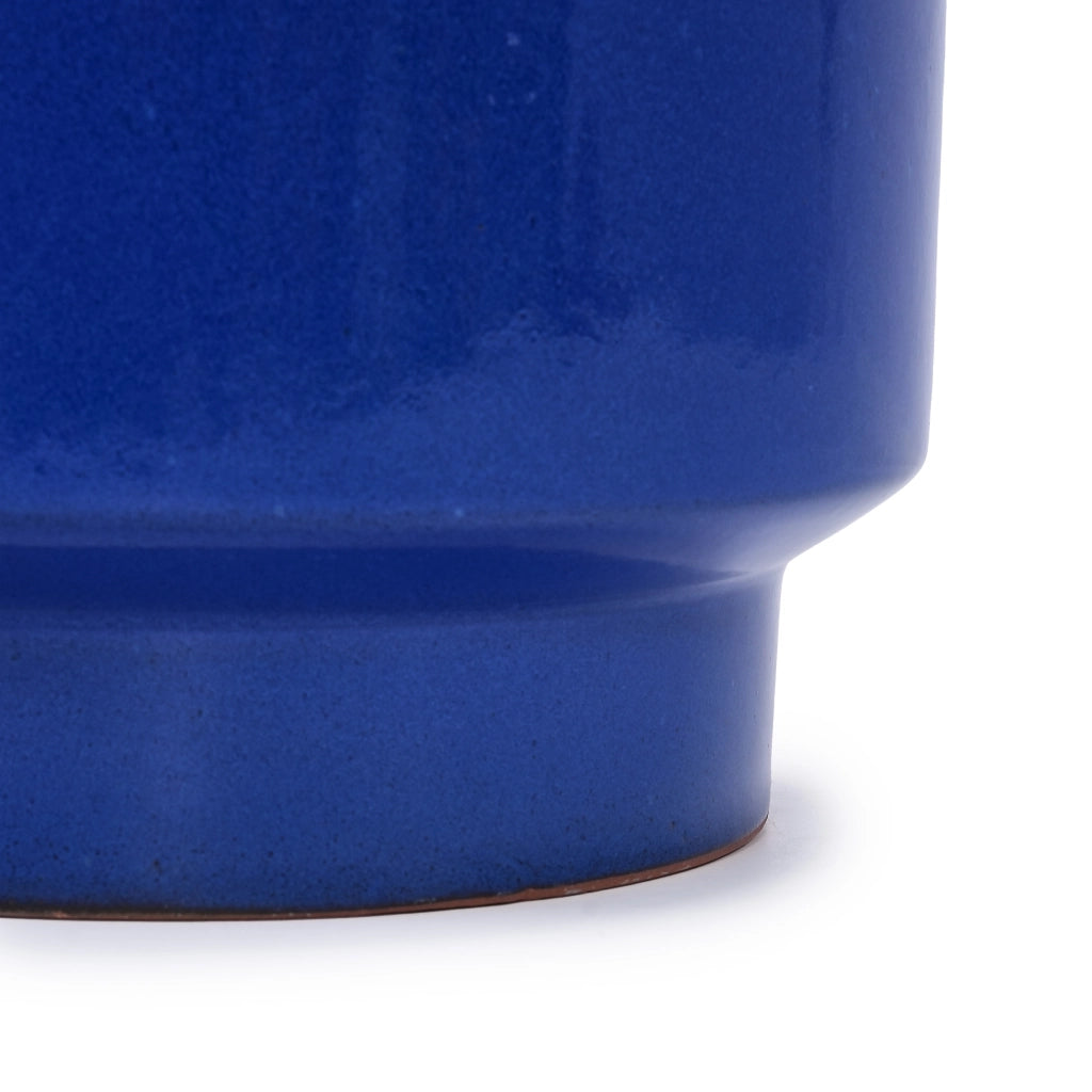 Vaso da fiori in ceramica blu verde lucida, per interno ed esterno, con foro di drenaggio