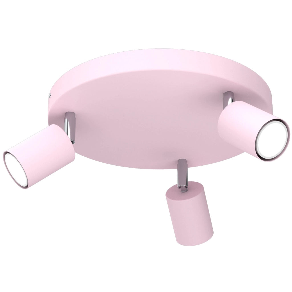 Plafoniera spot Fun 3 luci rosa acciaio GU10 Luminex