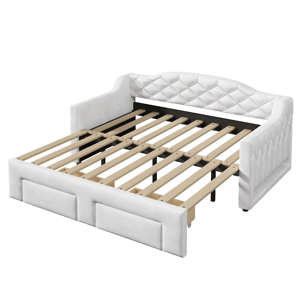 Letto Imbottito con Cassetti e LED ¨C Xylo ¨C Bianco, 90x200/180x200