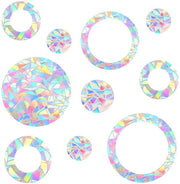Decorazioni per finestre 64 pezzi - Foglio prismatico - Protezione degli uccelli - Effetto arcobaleno - Forme a cerchio - Materiale PVC - Diametro 4-14 cm - Decorazione per finestre