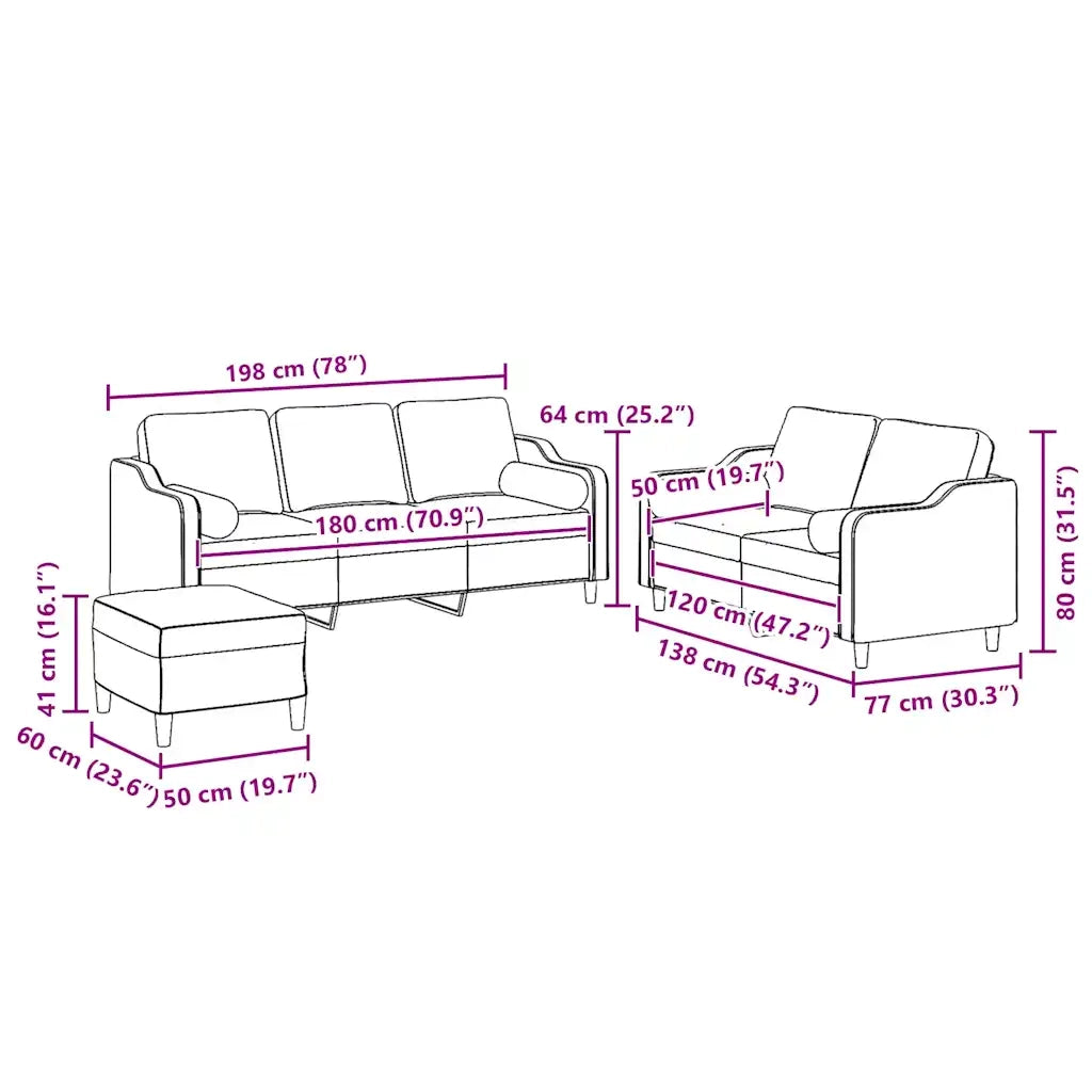 Set Divani 3 pz con Cuscini Grigio Chiaro in Tessuto 3201858