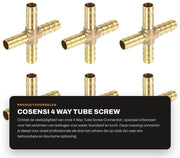 Connettori a Tule 6 pezzi - Connessione 4 vie - 5/16 pollici (8mm) - Connettori a tubo - Trasporto acqua/fluido/aria - Resistenti all'usura e corrosione - Connettori a tubo a vite