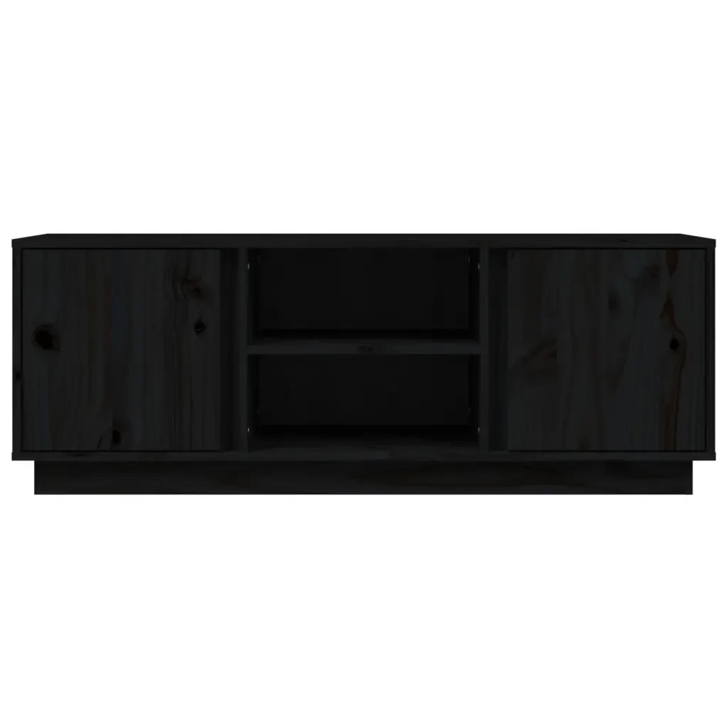 Mobile Porta TV Nera 110x35x40,5 cm in Legno Massello di Pino 814478