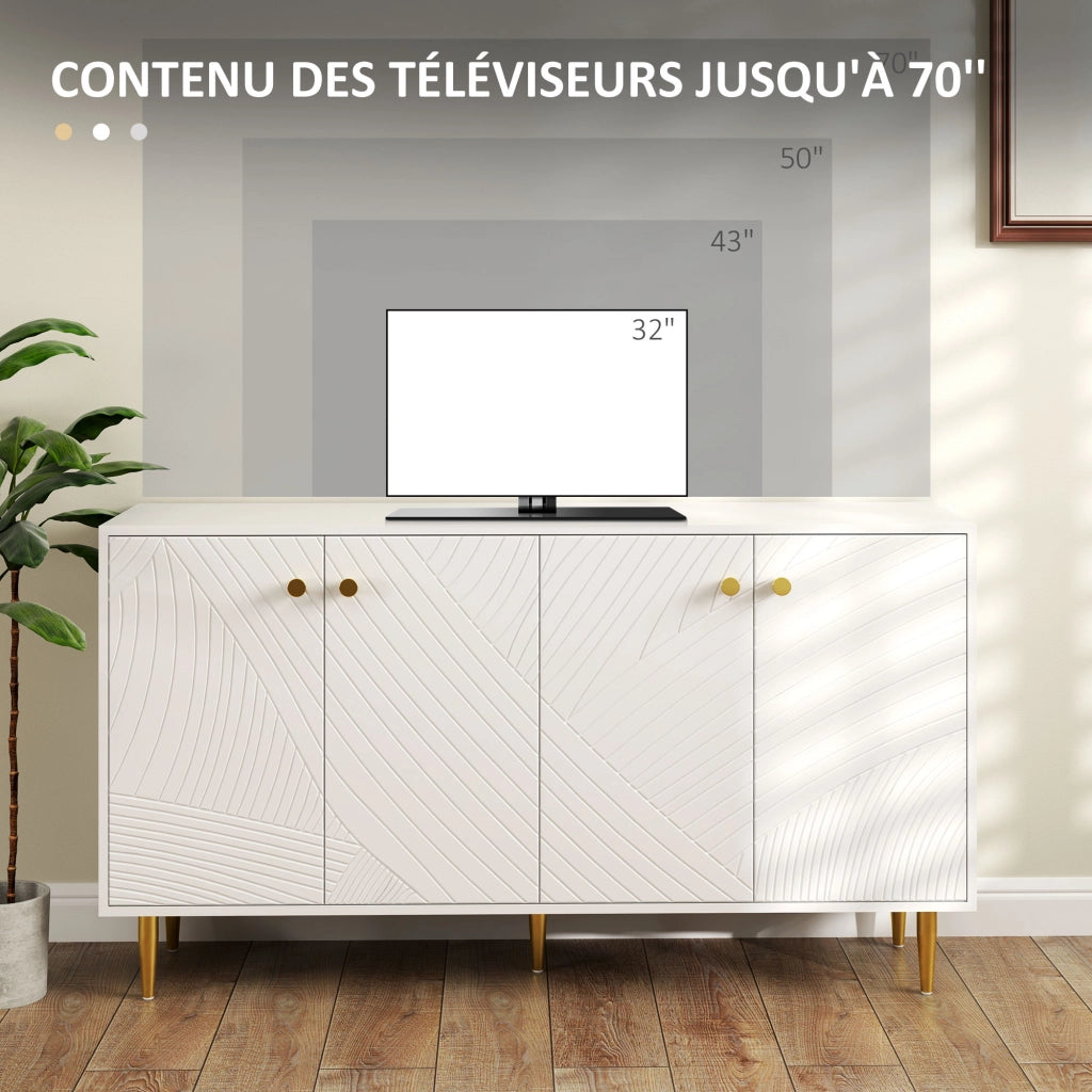 Armadio da soggiorno con ripiani regolabili e ante ¨C Zephmum ¨C Bianco 140x35x77.5 cm