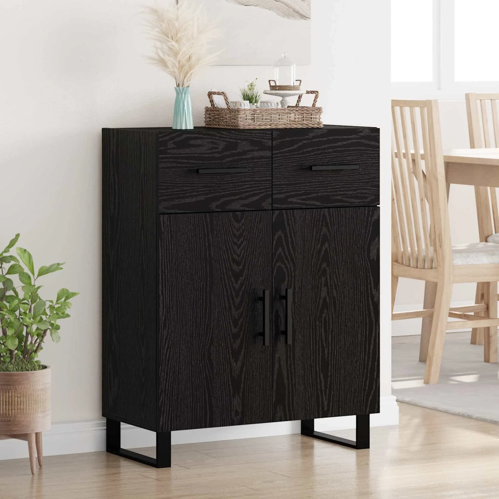 Credenza | Madia | Buffet da pranzo | Armadio da pranzo Rovere Nero 69,5 x 34 x 90 cm Legno multistrato