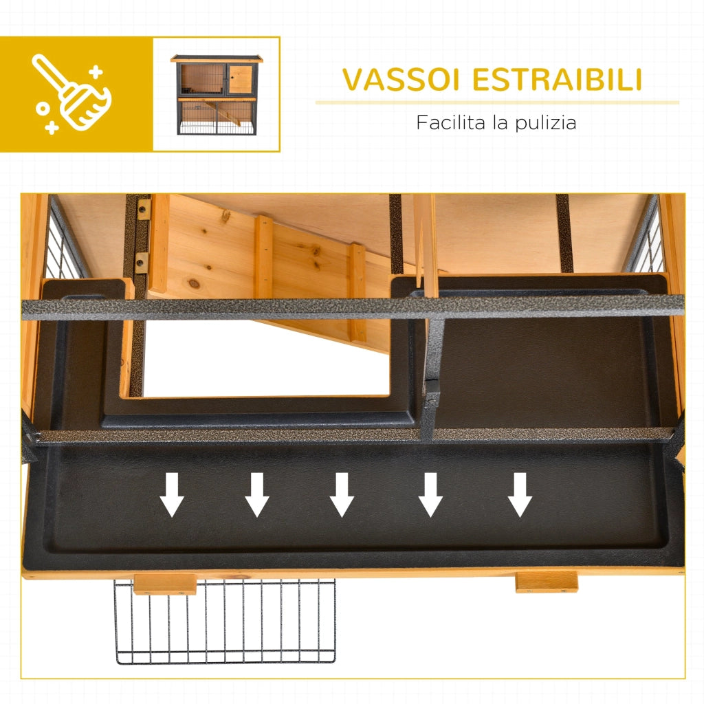 Conigliera da Giardino 89,5x45x81 cm con Rampa in Legno e Metallo