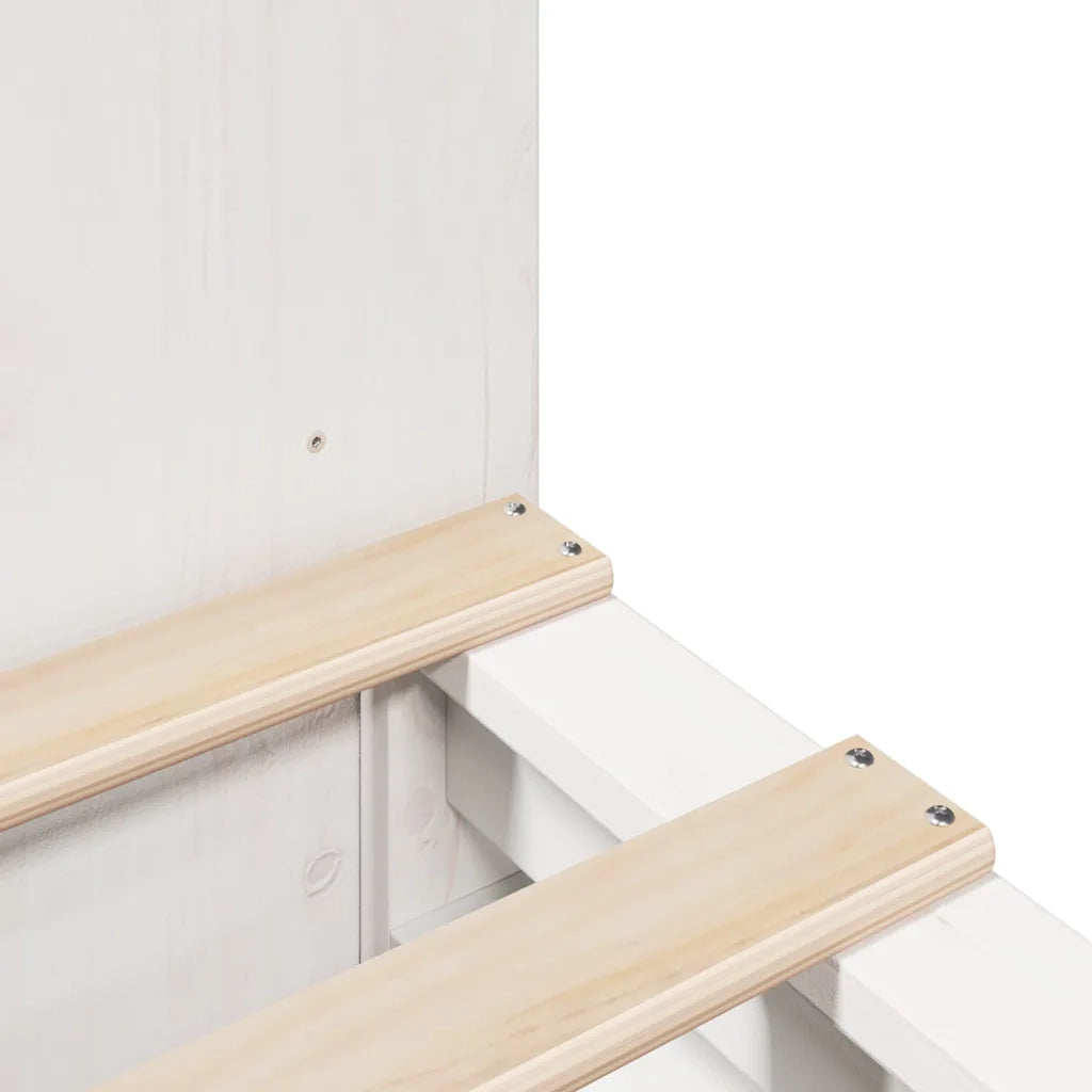 Letto Libreria senza Materasso-Struttura Letto con contenitore Bianco 140x190 cm Legno Massello 265098